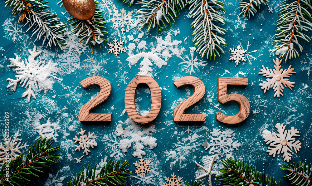 christmas snow covered blue background with new year numbers christmas snow covered blue background with new year numbers