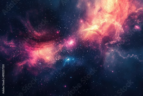 Ethereal nebula illuminating the cosmic void. Illustration of a background with a majestic space theme. photo