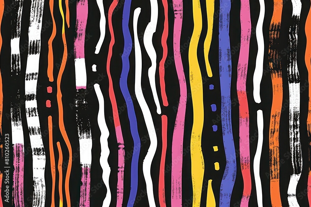Energetic abstract art with bold colors and patterns, ideal for creative marketing and distinctive wallpapers, linear markings, stripes, seamless pattern