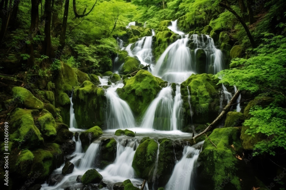 Lush green forest waterfall landscape Lush green forest waterfall landscape