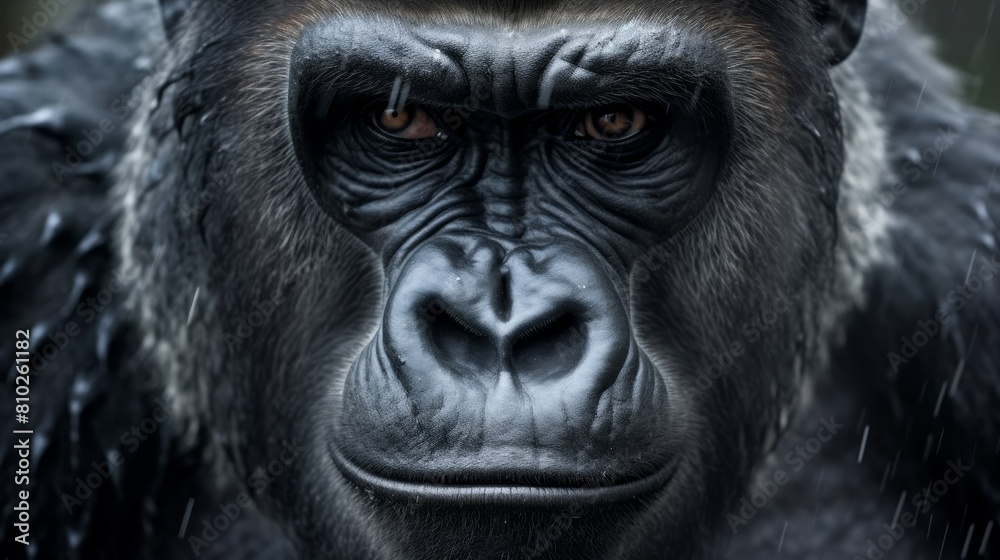 Close-up portrait of a serious-looking gorilla Close-up portrait of a serious-looking gorilla