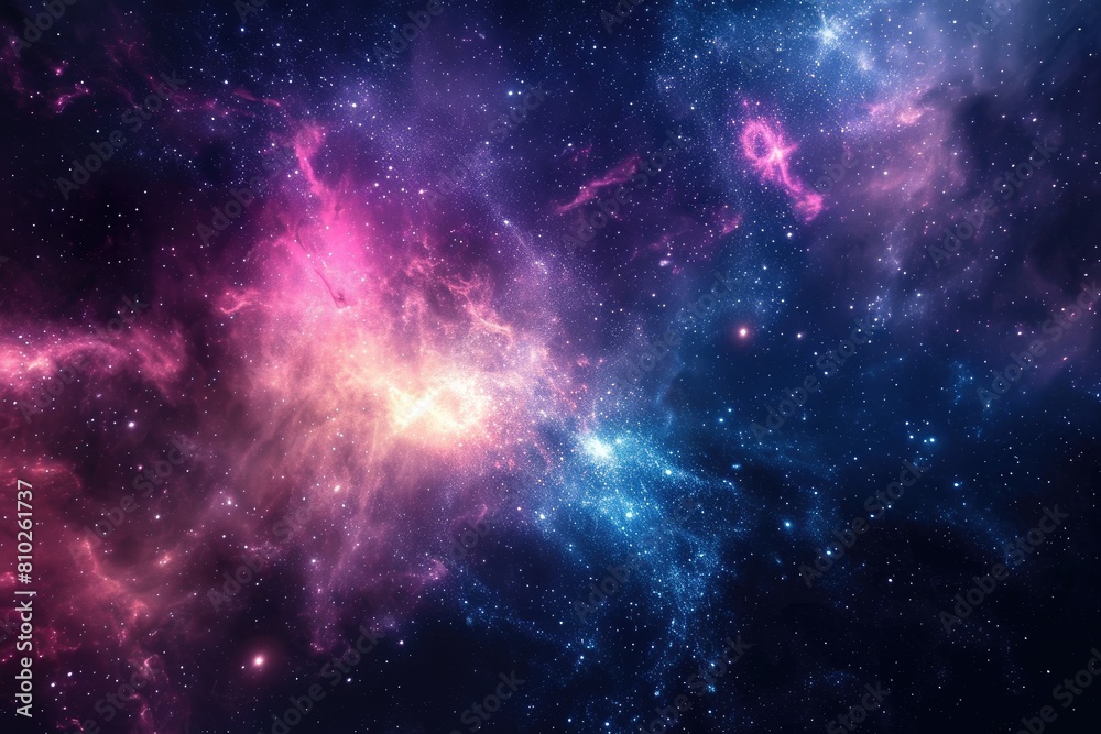 Galactic core surrounded by swirling star dust. Illustration of a background with a majestic space theme.