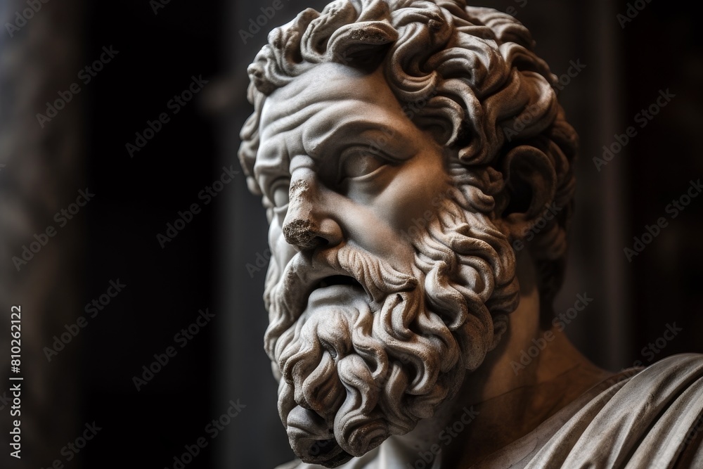 Detailed sculpture of an ancient greek philosopher
