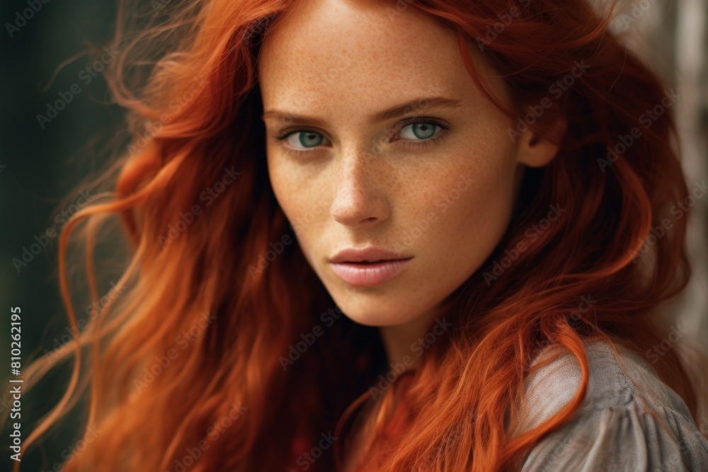 Captivating portrait of a woman with vibrant red hair