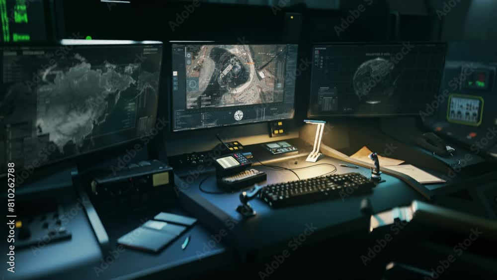 Modern military system is analyzing the area using the satellite. Modern military software is inspecting a location with a satellite camera. Modern military tech collects secret info using a satellite Modern military system is analyzing the area using the satellite. Modern military software is inspecting a location with a satellite camera. Modern military tech collects secret info using a satellite