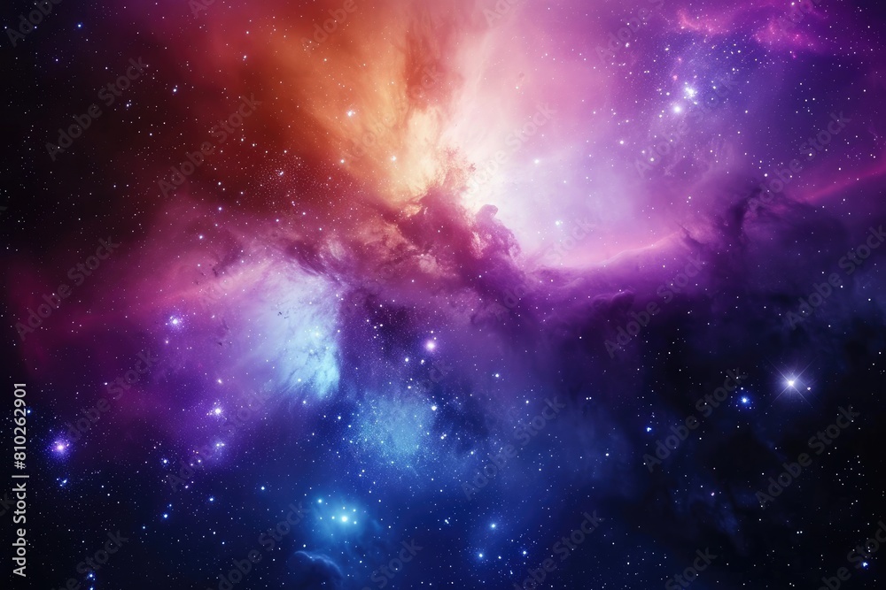 Obraz premium Fantasy cosmic scene with planets and star clusters. Illustration of a background with a majestic space theme.