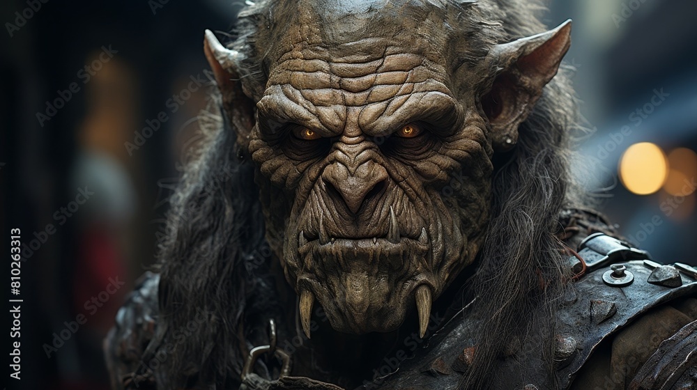Fierce fantasy creature with glowing eyes and sharp fangs Fierce fantasy creature with glowing eyes and sharp fangs
