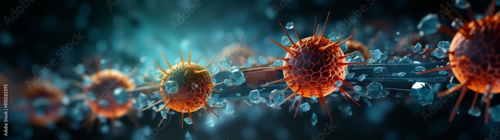 Microscopic view of virus particles Microscopic view of virus particles