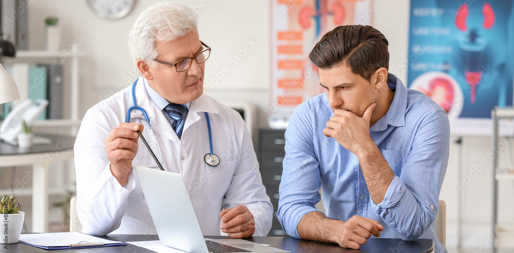 Fototapeta premium Young man visiting urologist in clinic