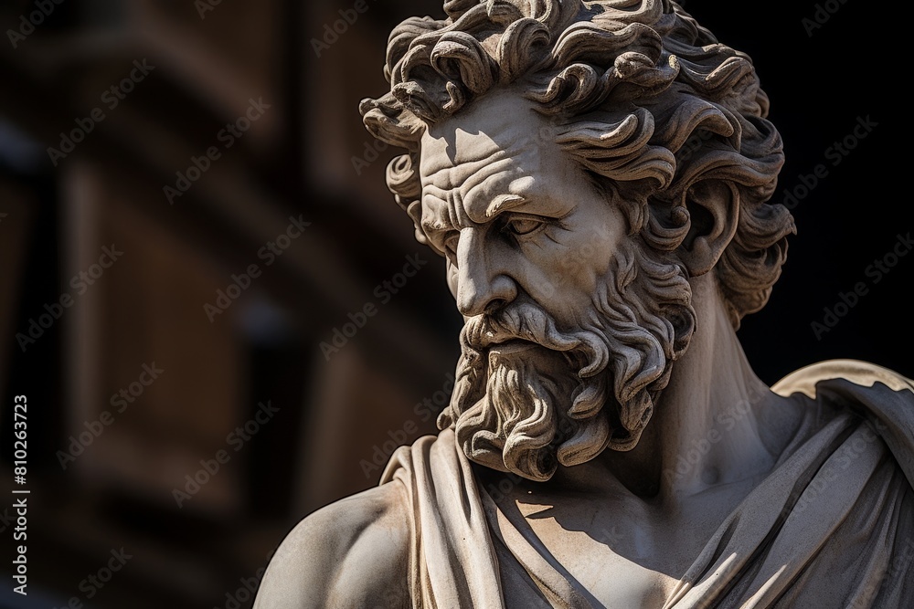 Dramatic statue of an ancient greek philosopher Dramatic statue of an ancient greek philosopher