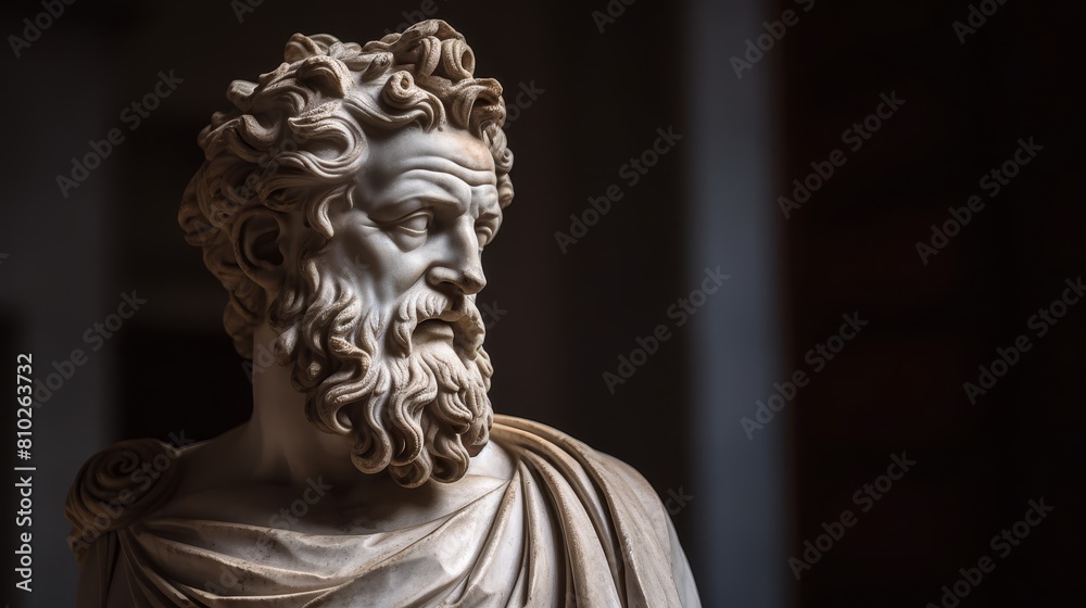 Obraz premium Dramatic stone sculpture of an ancient figure