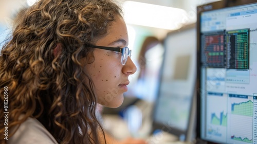 Close-up of a student analyzing data on a computer screen during a computer science class Free Download Close-up of a student analyzing data on a computer screen during a computer science class - GFXLoad
