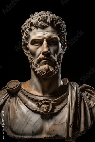 Dramatic portrait of a stern-looking ancient roman emperor
