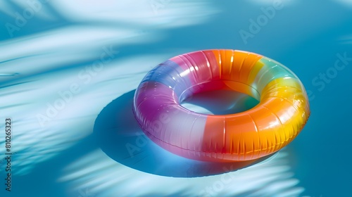  a colorful swim inflatable ring or rubber ring isolated on background, summer vacation concept, swim tube for pool. © Ziyan