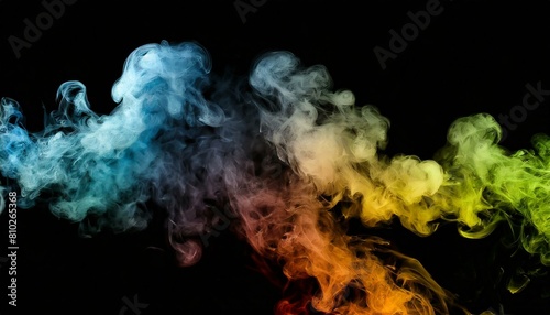 fumée de couleur sur fond noir en ia photo
