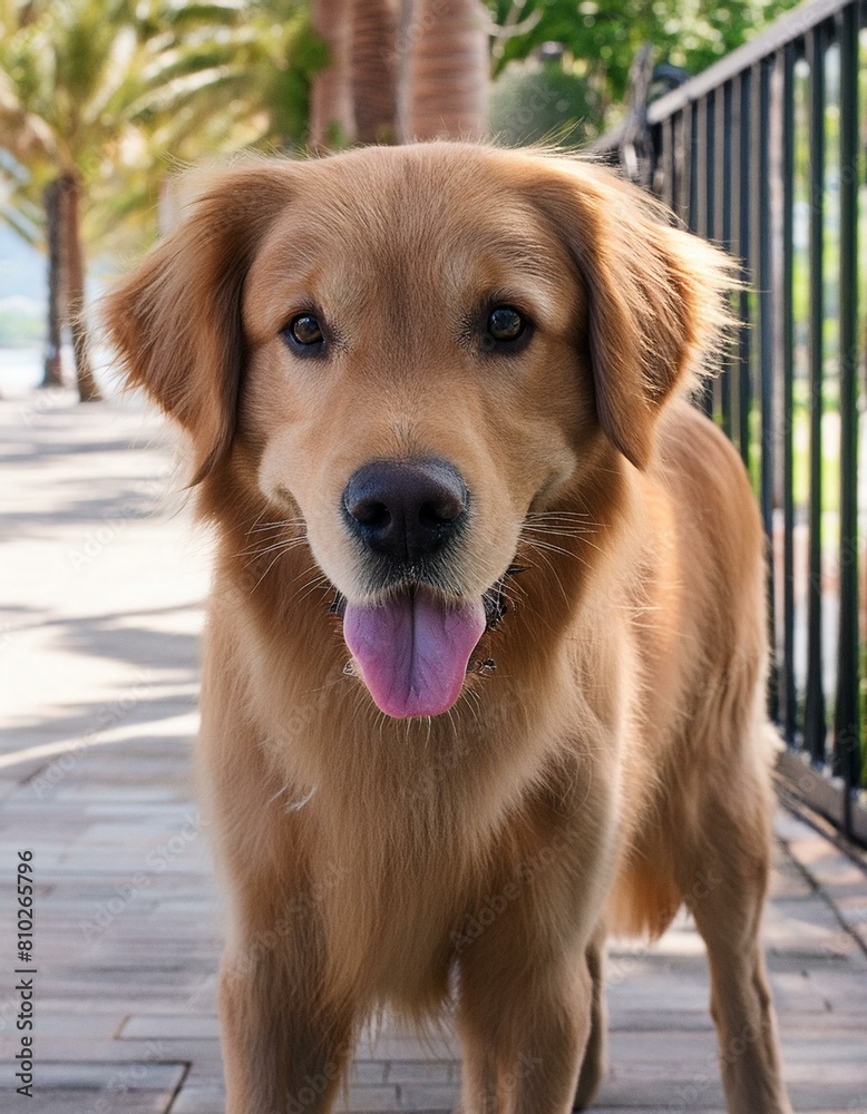 golden retriever gentil dans une rue en ville en ia golden retriever gentil dans une rue en ville en ia