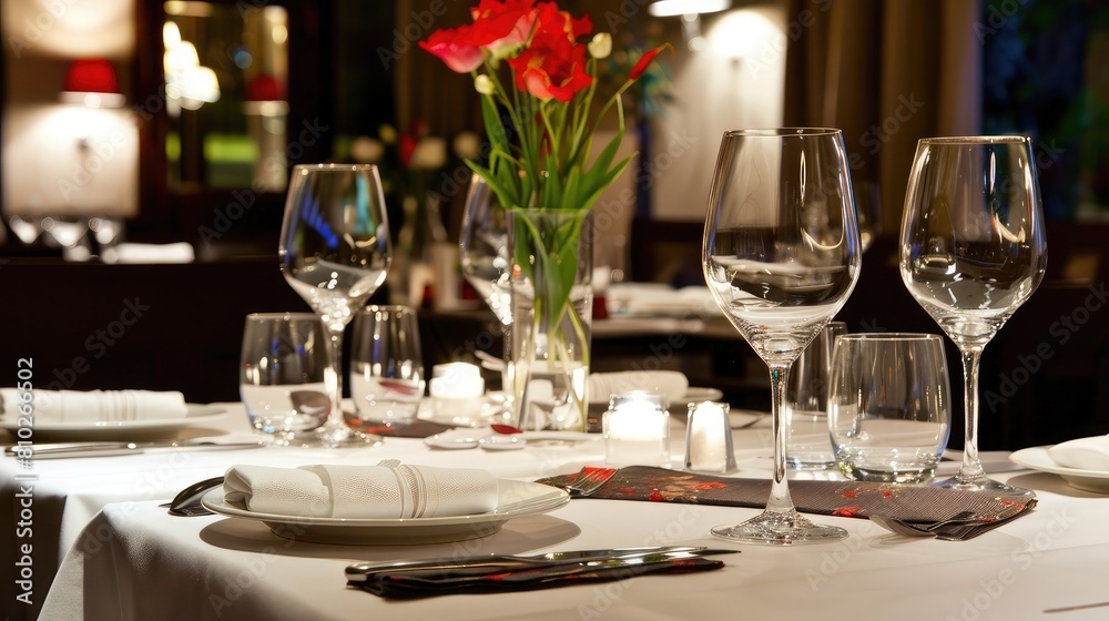 Fine table setting in gourmet restaurant Fine table setting in gourmet restaurant