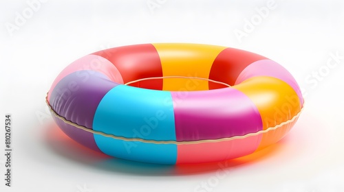 top view Set of colored inflatable swimming ring PNG isolated on white and transparent background - group of rubber rings pr swim tube for summer vacation advertisingg concept photo