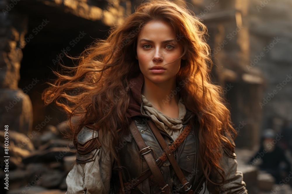 Adventurous woman with windblown hair Adventurous woman with windblown hair