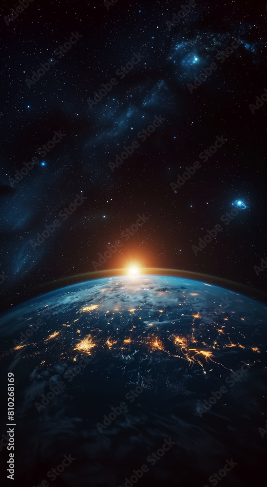 Fototapeta premium Abstract Concept about Earth and space, fantasy stars and universe. 4K Wallpaper and Background for desktop, laptop, Computer, Tablet, Mobile Cell Phone, Smartphone, Cellphone