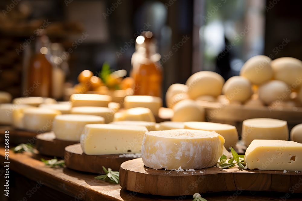 Pecorino Toscano Cheese on a farmers market Pecorino Toscano Cheese on a farmers market