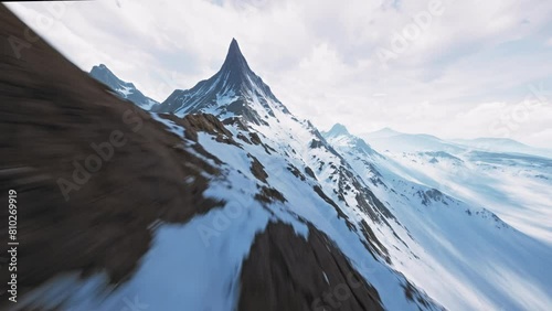 FPV Drone Aerial High Speed Flight Over Mountain Peak Everest Winter Mountain Range Snow Cliffs Rocks Ridges Landscape Alps Swiss Inspiring Nature Mountaineering Existential Thoughts Travel 4k