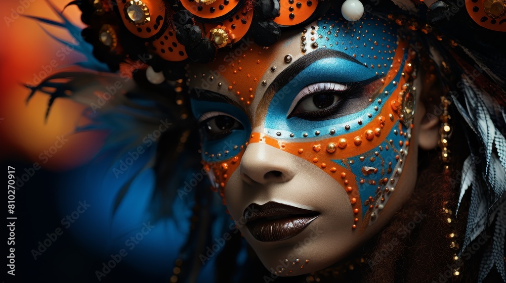 Vibrant carnival mask with feathers and gems Vibrant carnival mask with feathers and gems