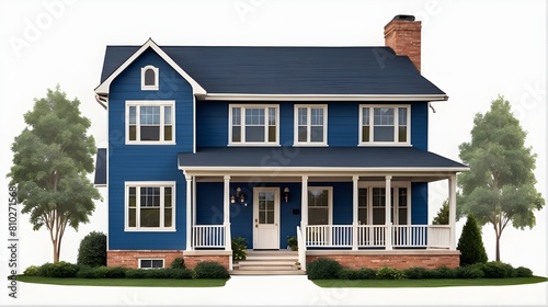 Default_Big_Blue_traditional_american_twostory_house_isolated_ photo