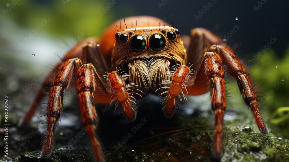 Fototapeta premium Closeup of an orange jumping spider