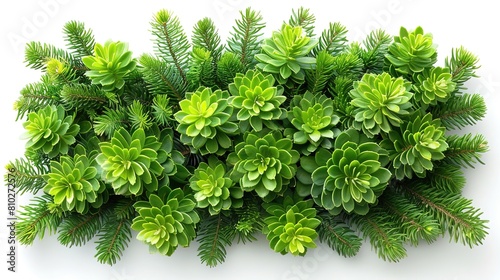 A lush green garland of succulents and pine boughs, perfect for the holidays.