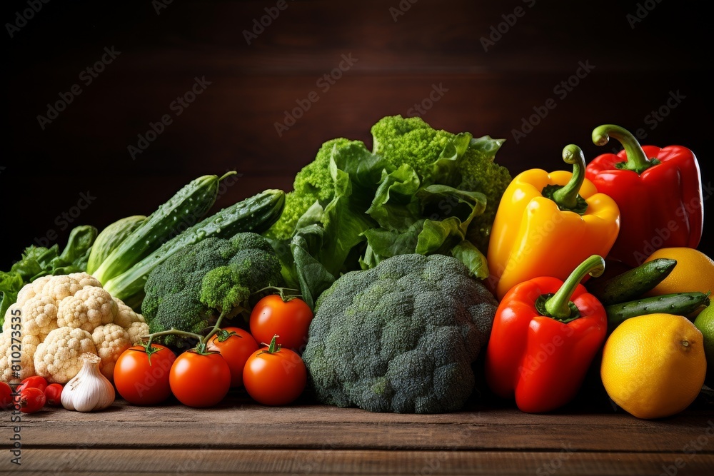 Assortment of fresh vegetables on wooden table Assortment of fresh vegetables on wooden table
