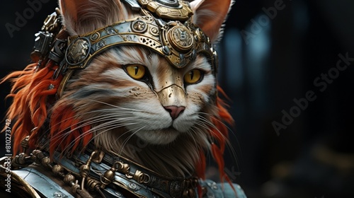 Steampunk cat with ornate headpiece