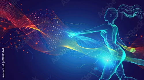 Volleyball woman player abstract vector background