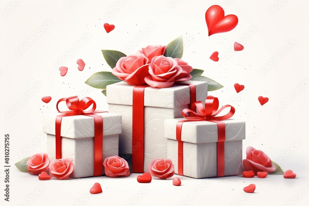 Valentine's Day Greeting Card with Flowers and Gifts, Extending Birthday and Mother's Day Wishes Valentine's Day Greeting Card with Flowers and Gifts, Extending Birthday and Mother's Day Wishes