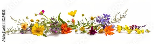 A small, beautiful bouquet of wildflowers, captured in vivid isometric detail, model isolated white background