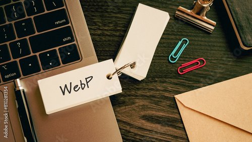 There is word card with the word WebP. It is as an eye-catching image.