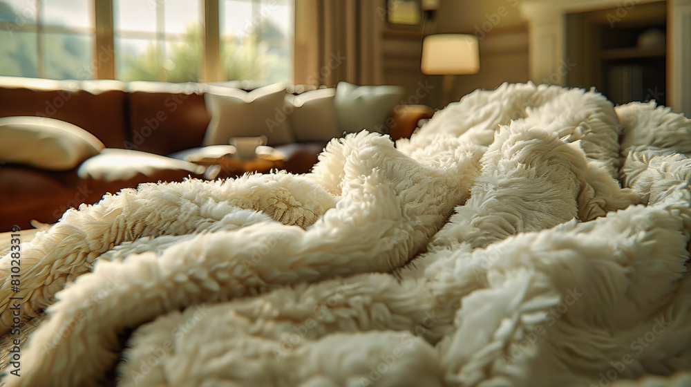 Close-up of a Soft White Blanket, Comfortable and Cozy Bedroom Atmosphere, Textured and Warm Bedding Design Close-up of a Soft White Blanket, Comfortable and Cozy Bedroom Atmosphere, Textured and Warm Bedding Design