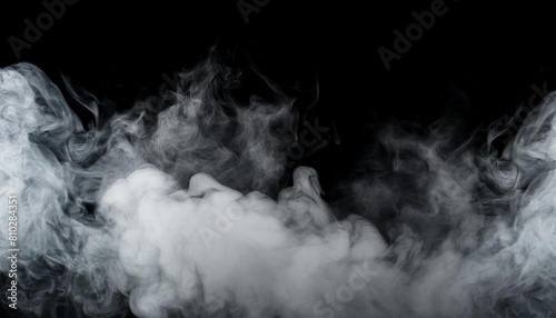 abstract smoke misty fog on isolated black background texture overlays design element