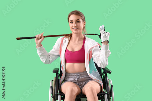Female golfer in wheelchair...