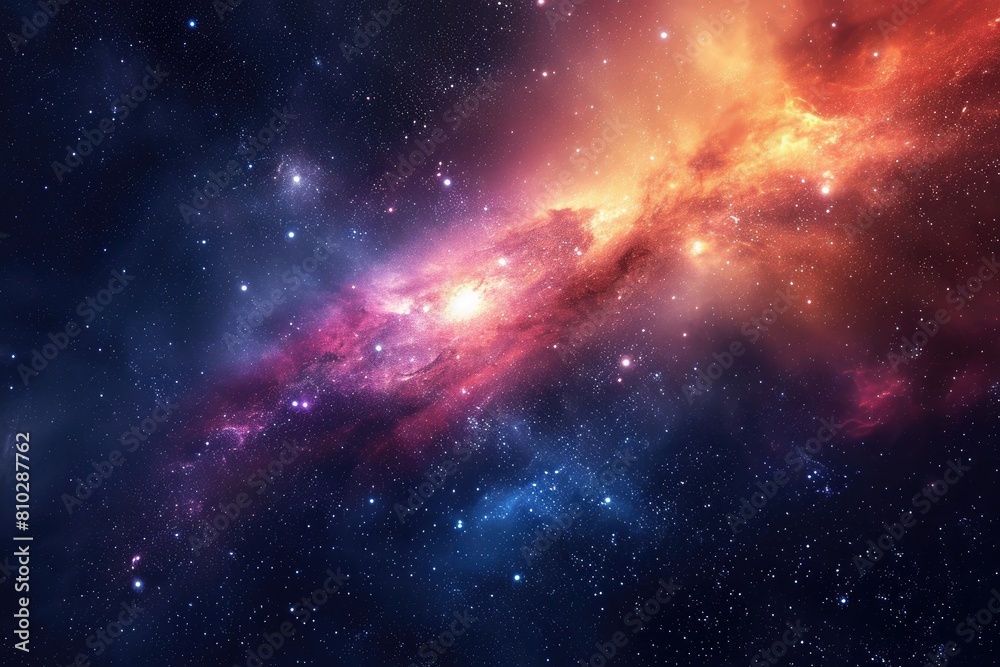 Obraz premium Fantasy cosmic scene with planets and star clusters. Illustration of a background with a majestic space theme.