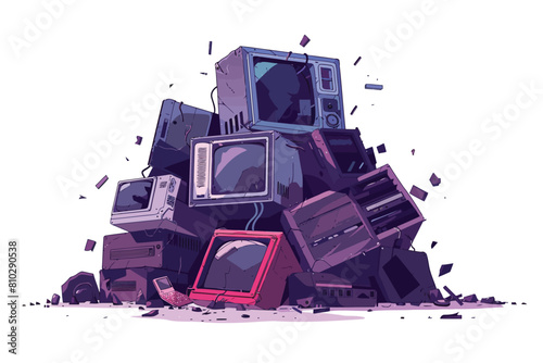 Artistic pile of electronic waste isolated vector style photo