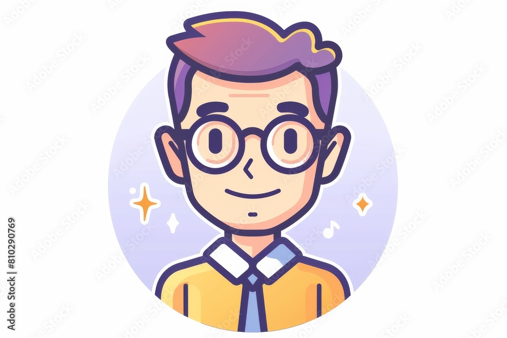 Vibrant and friendly illustration of a cartoon businessman with glasses, showcasing a professional yet approachable character design Vibrant and friendly illustration of a cartoon businessman with glasses, showcasing a professional yet approachable character design