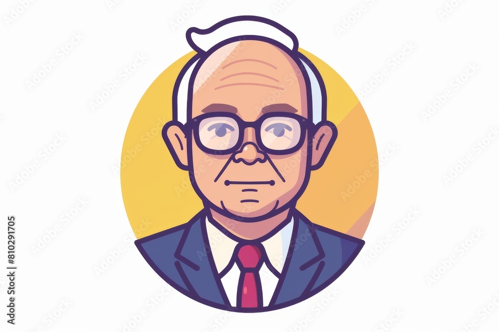 Illustrated portrait of a senior man in business attire with glasses and a confident expression, perfect for corporate themes Illustrated portrait of a senior man in business attire with glasses and a confident expression, perfect for corporate themes