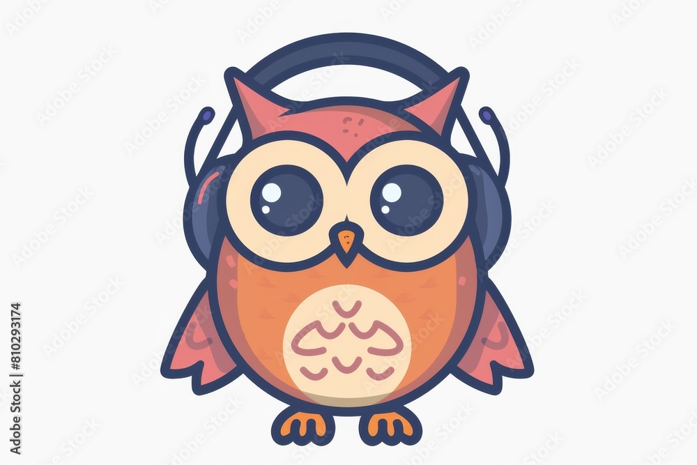 Charming animated owl with angelic halo and wings in vibrant colors, radiating playfulness against a simple backdrop