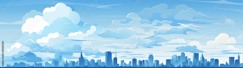 Artistic Cloudscape and City Silhouette