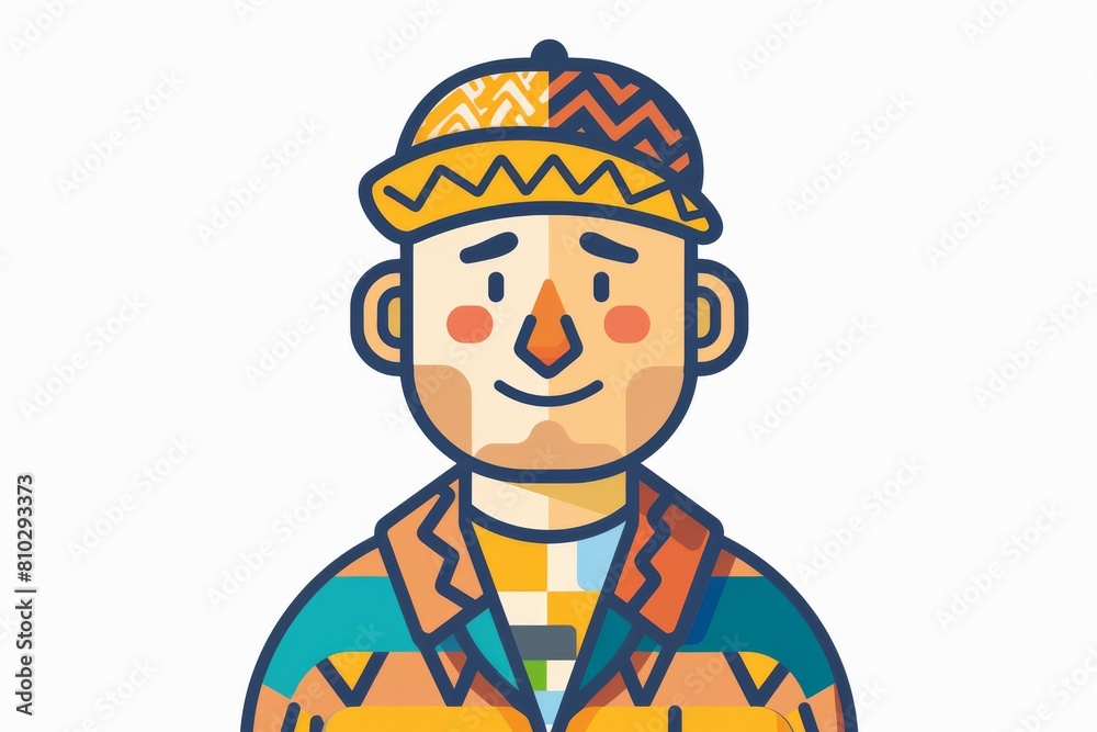 Cartoon illustration of a happy construction worker in a hard hat and high-visibility jacket, exuding confidence
