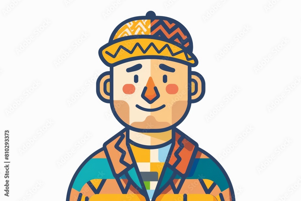 Cartoon illustration of a happy construction worker in a hard hat and high-visibility jacket, exuding confidence Cartoon illustration of a happy construction worker in a hard hat and high-visibility jacket, exuding confidence