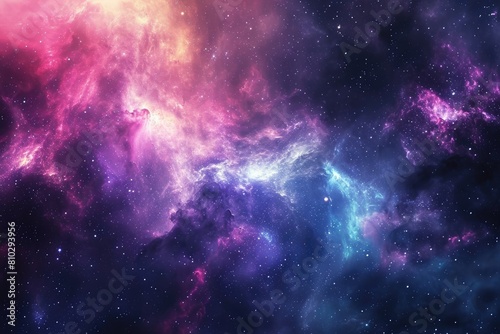 Intergalactic journey through star-filled void. Illustration of a background with a majestic space theme.