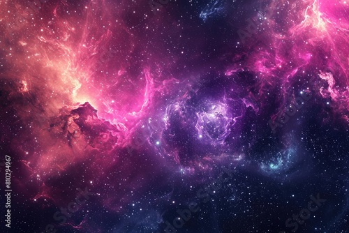 Galactic explosion with radiant light and gas clouds. Illustration of a background with a majestic space theme.