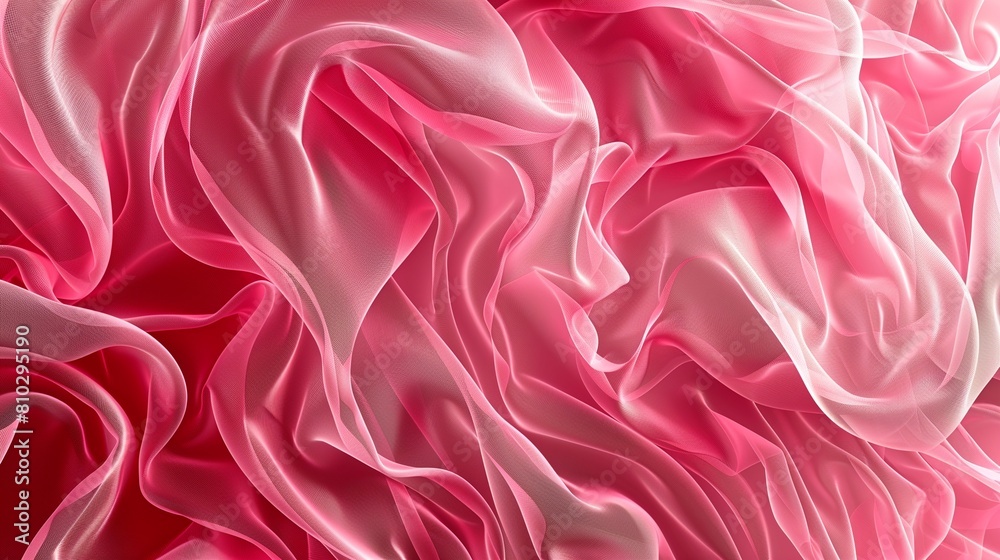 Obraz premium Elegant abstract image featuring smooth, flowing pink silk fabric with delicate folds and curves, creating a soft and luxurious texture for a captivating visual experience